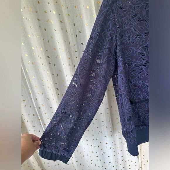 Anthropologie Elevenses Miranda Embroidered Floral Lace Unlined Bomber Jacket L - Picture 6 of 12